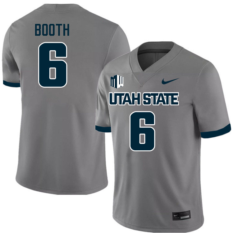 Utah State Aggies #6 Davon Booth College Football Jerseys Stitched Sale-Grey